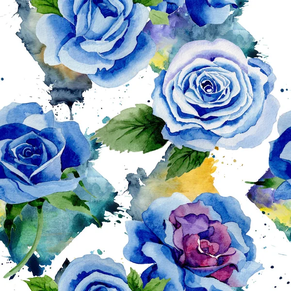 Fiore di campo blu rosa modello di fiore in stile acquerello . — Foto Stock