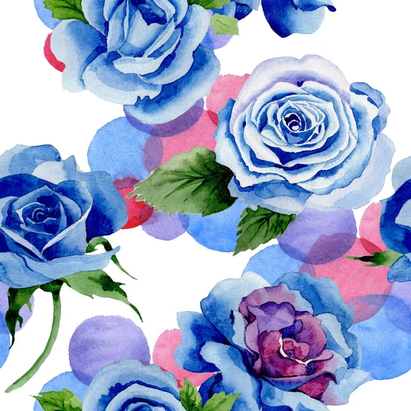 Motif fleur rose bleu fleurs sauvages dans un style aquarelle . — Photo