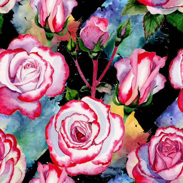 Motif hybride fleur rose sauvage dans un style aquarelle . — Photo