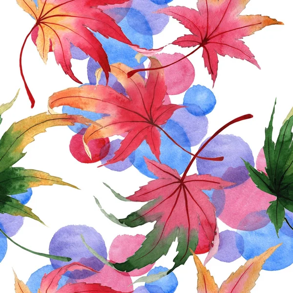 Осенний лист кленового узора в стиле ручной работы с акварелью . — стоковое фото