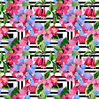 Kır çiçeği weigela çiçek deseni suluboya tarzında.