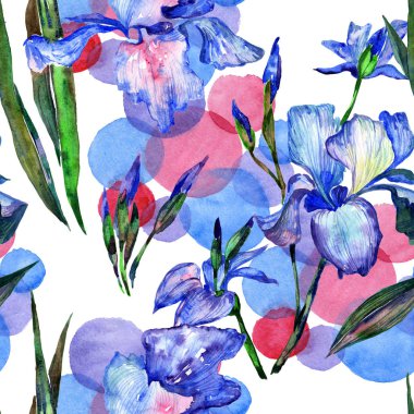 Kır çiçeği Iris çiçek deseni suluboya tarzında.