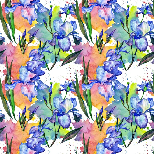 Patrón de flores de iris de flor silvestre en un estilo de acuarela . —  Fotos de Stock