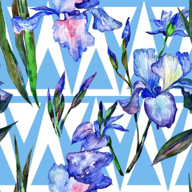 Kır çiçeği Iris çiçek deseni suluboya tarzında.