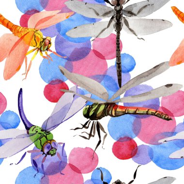 Egzotik yusufçuk vahşi böcek desen suluboya tarzında.