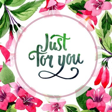 Kır çiçeği weigela çiçek çerçeve suluboya tarzında.