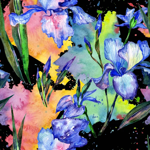 Wildflower iris květinový vzor ve stylu akvarelu. — Stock fotografie