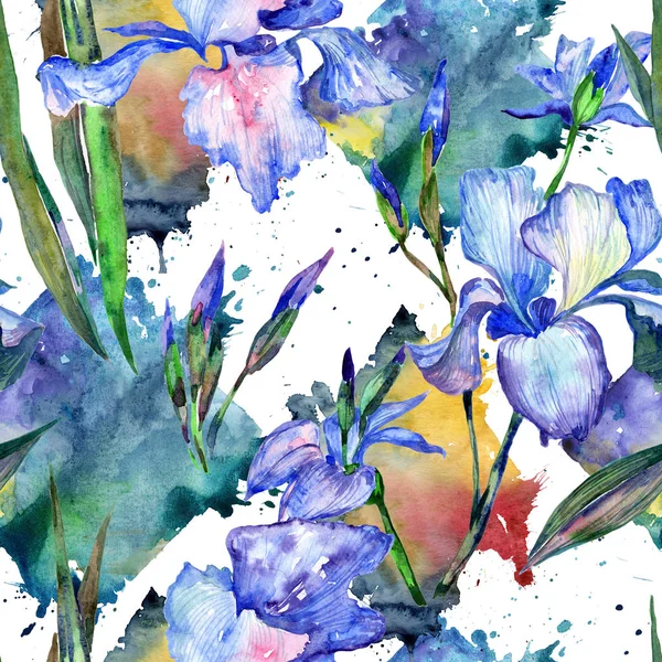 Wildflower iris bloemenpatroon in een aquarel stijl. — Stockfoto