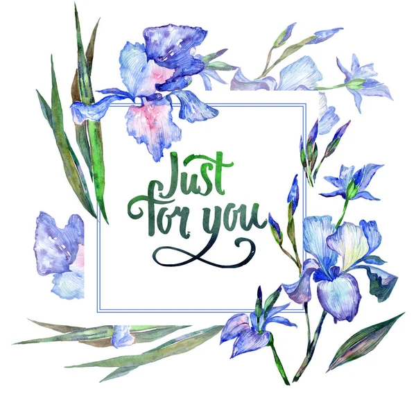 Wildflower iris flower frame in a watercolor style. — Stock Photo, Image