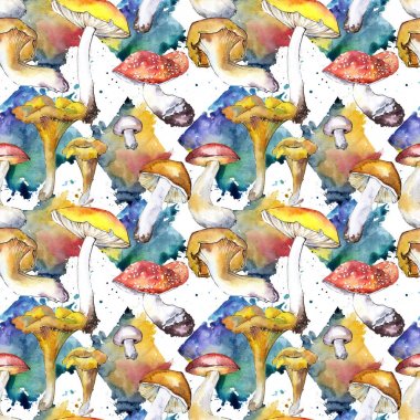 Mantar sağlıklı gıda desen suluboya tarzında.