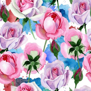 Kır çiçeği ihale pembe Gül çiçek deseni suluboya tarzında.