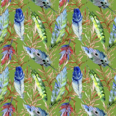 Orman dal dalları desen bir elinde suluboya tarzı çizilmiş.