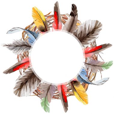 Orman dal dalları çelenk bir elinde suluboya tarzı çizilmiş.