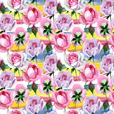 Kır çiçeği ihale pembe Gül çiçek deseni suluboya tarzında.