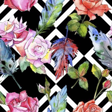 Suluboya kuş tüyü desen Wing.