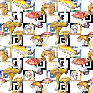 Mantar sağlıklı gıda desen suluboya tarzında.