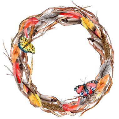 Orman dal dalları çelenk bir elinde suluboya tarzı çizilmiş.