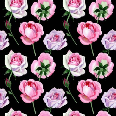 Kır çiçeği ihale pembe Gül çiçek deseni suluboya tarzında.