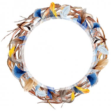 Orman dal dalları çelenk bir elinde suluboya tarzı çizilmiş.