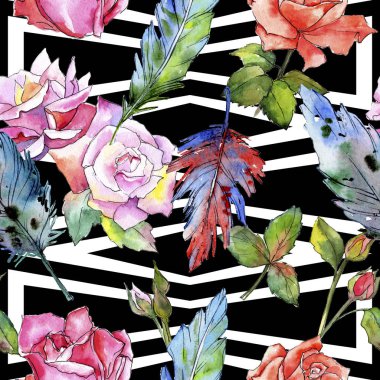 Suluboya kuş tüyü desen Wing.