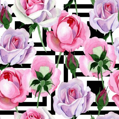 Kır çiçeği ihale pembe Gül çiçek deseni suluboya tarzında.