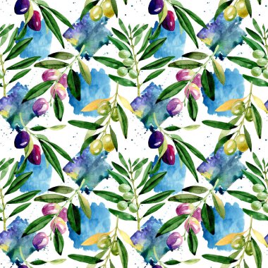 Zeytin ağacı desen suluboya tarzında.