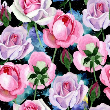 Kır çiçeği ihale pembe Gül çiçek deseni suluboya tarzında.