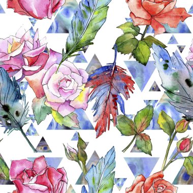 Suluboya kuş tüyü desen Wing.