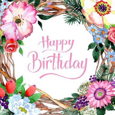 Orman dal dalları çerçeve bir el suluboya tarzı çizilmiş.