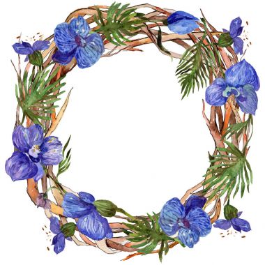 Orman dal dalları çelenk bir elinde suluboya tarzı çizilmiş.