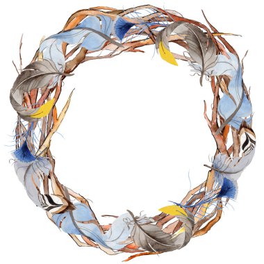 Orman dal dalları çelenk bir elinde suluboya tarzı çizilmiş.