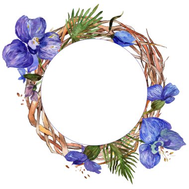 Orman dal dalları çelenk bir elinde suluboya tarzı çizilmiş.