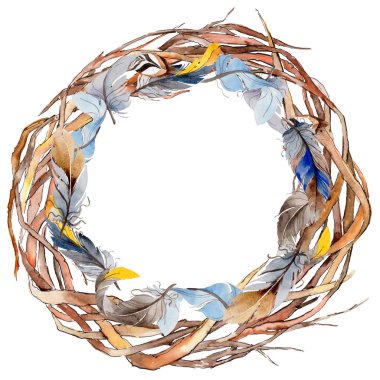 Orman dal dalları çelenk bir elinde suluboya tarzı çizilmiş.