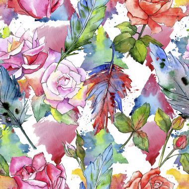 Suluboya kuş tüyü desen Wing.