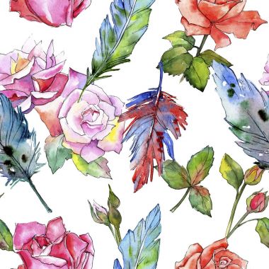 Suluboya kuş tüyü desen Wing.