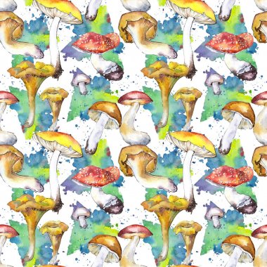 Mantar sağlıklı gıda desen suluboya tarzında.