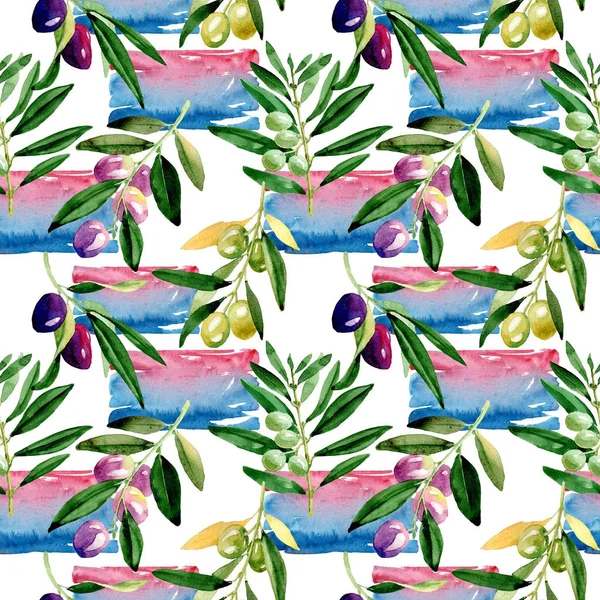 Zeytin ağacı desen suluboya tarzında.