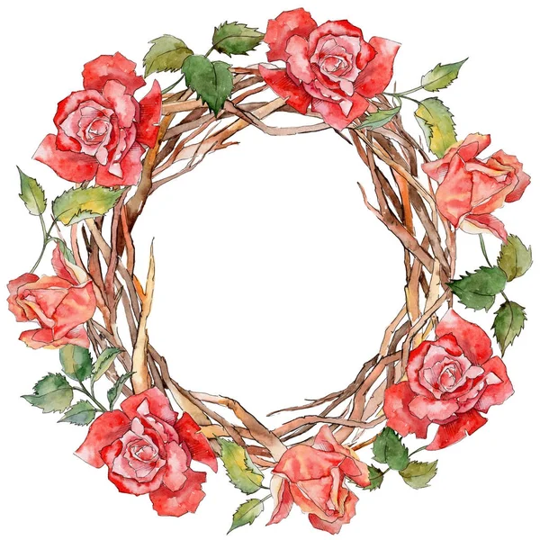 Forest twig branches wreath in a hand drawn watercolor style. — Stock Photo, Image