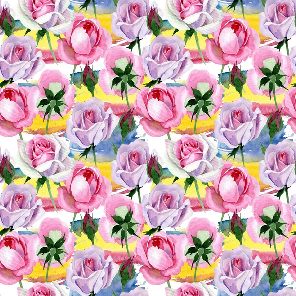 Vadvirág pályázati rózsaszín rózsa virág minta akvarell stílusú. — Stock Fotó