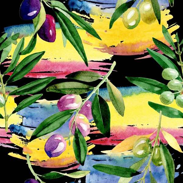 Olive tree pattern in a watercolor style.