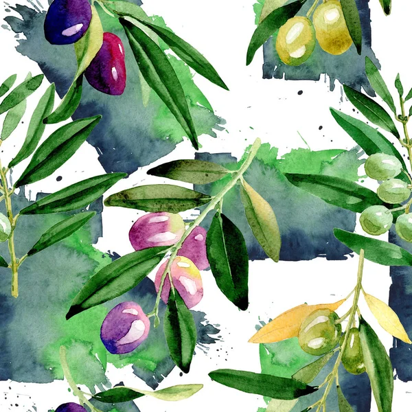 Olive tree pattern in a watercolor style.