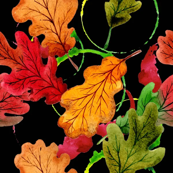 Autumn leaf of oak pattern in a hand drawn watercolor style. — Stock Photo, Image