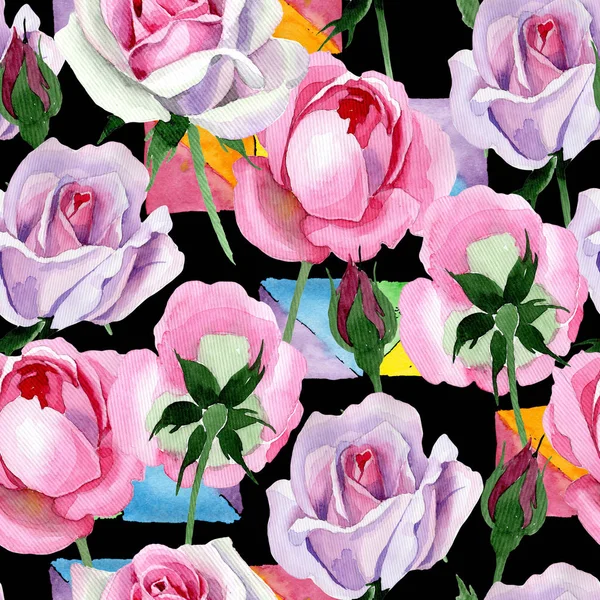 Motif rose tendre fleur sauvage dans un style aquarelle . — Photo