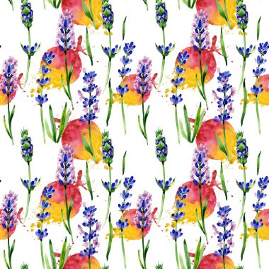 Kır çiçeği lavanta çiçek deseni suluboya tarzında.