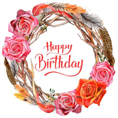 Orman dal dalları çelenk bir elinde suluboya tarzı çizilmiş.