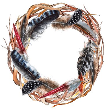 Orman dal dalları çelenk bir elinde suluboya tarzı çizilmiş.