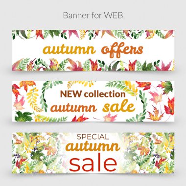 Akasya çerçeve bir el içinde sonbahar yaprak suluboya tarzı çizilmiş.