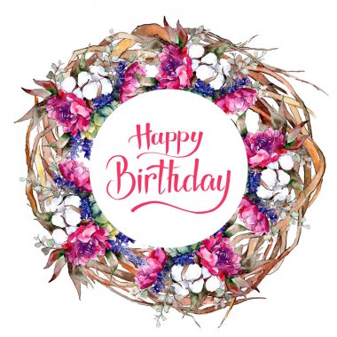 Orman dal dalları çelenk bir elinde suluboya tarzı çizilmiş.