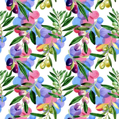 Zeytin ağacı desen suluboya tarzında.