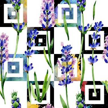 Kır çiçeği lavanta çiçek deseni suluboya tarzında.